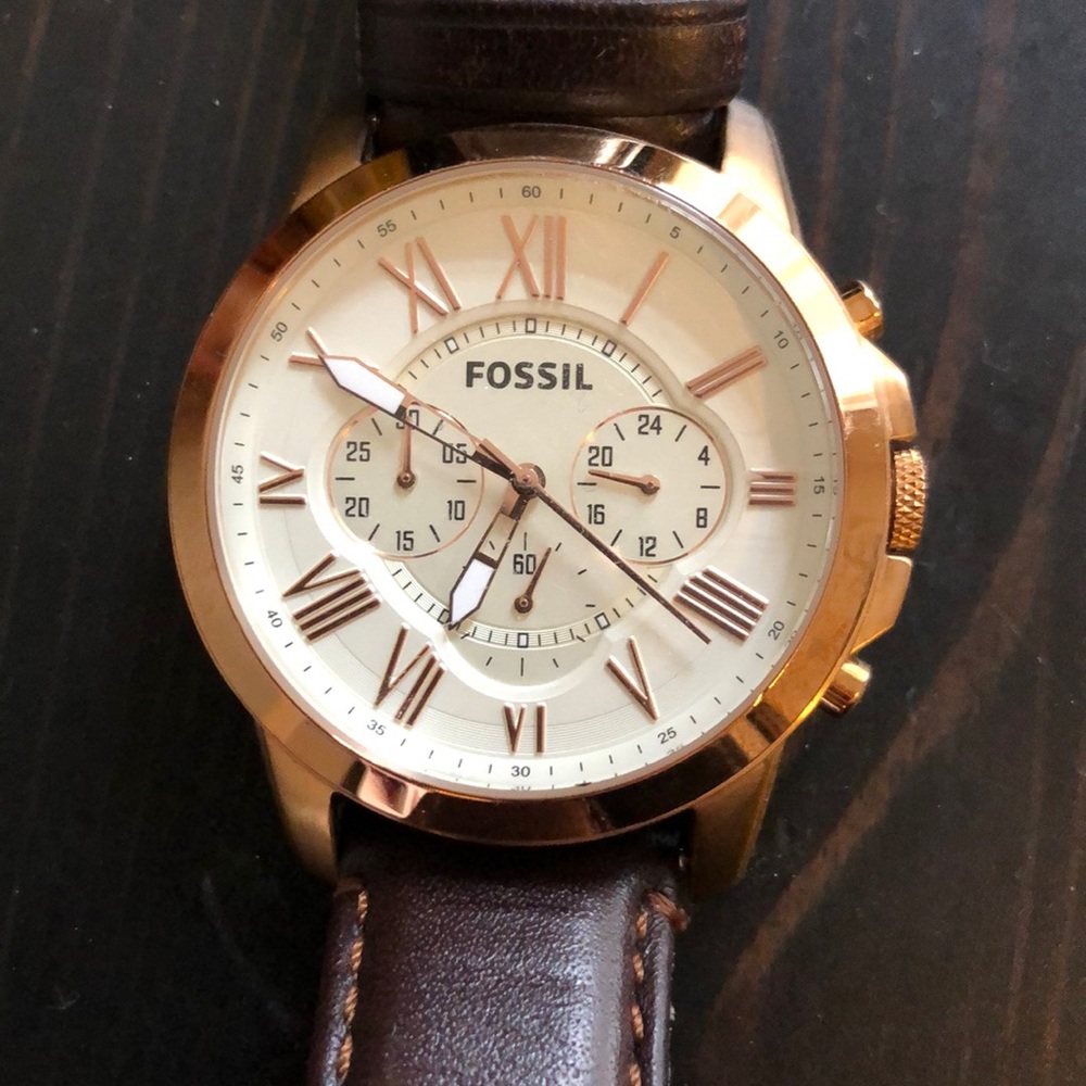 Fossil Grant Chronograph Brown Leather Watch